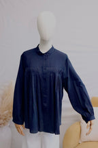Chemisier plissé ALYSMA coloris marine