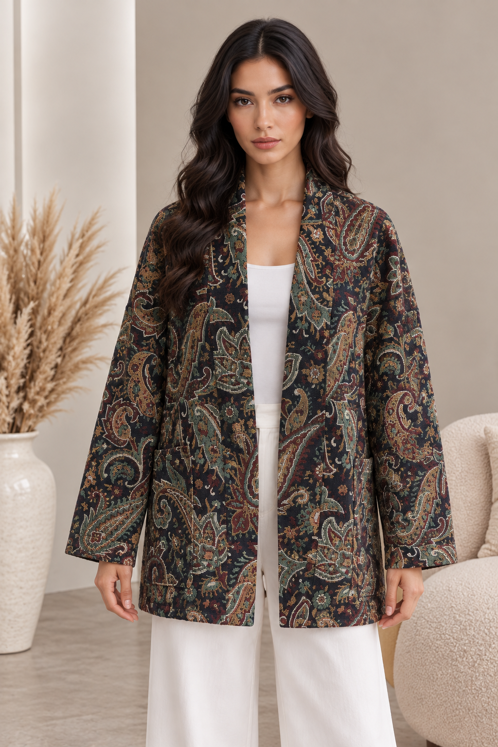 VESTE JACQUARD BLEU