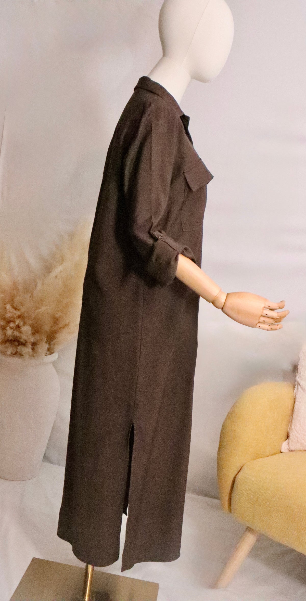 Robe chemise ALYSMA coloris marron
