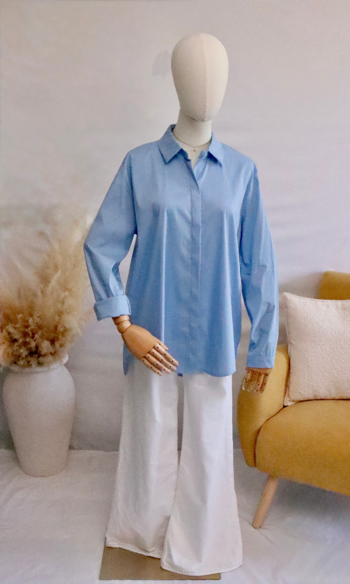 Chemise oversize à boutons invisibles