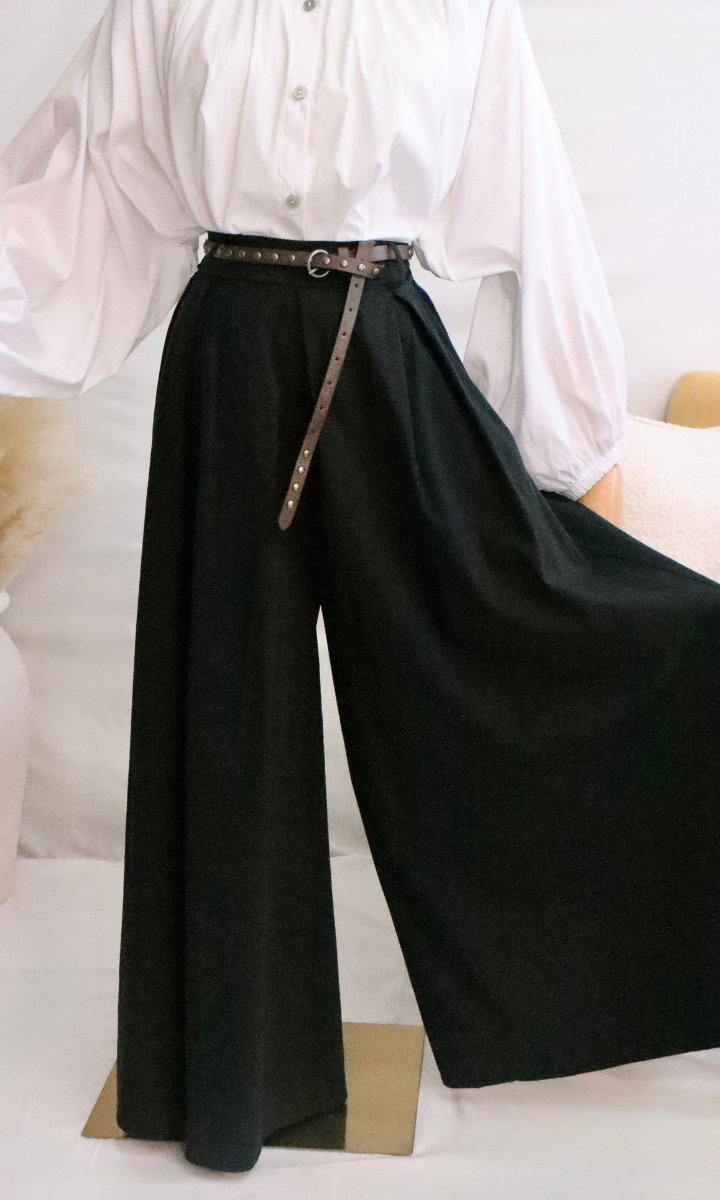 Jupe-culotte en coton avec ceinture
