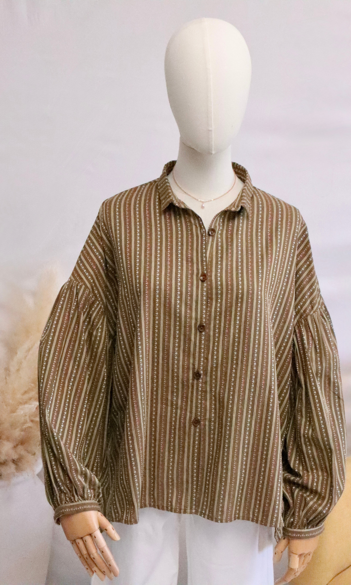 Chemise à manches longues ALYSMA coloris kaki