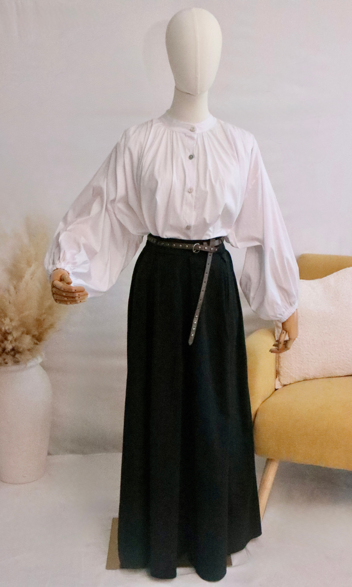 Jupe-culotte en coton avec ceinture