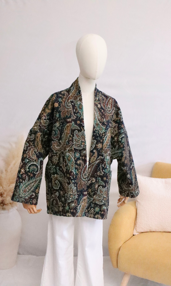 VESTE JACQUARD BLEU