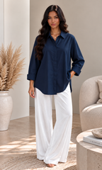 Chemise oversize bleu marine ALYSMA