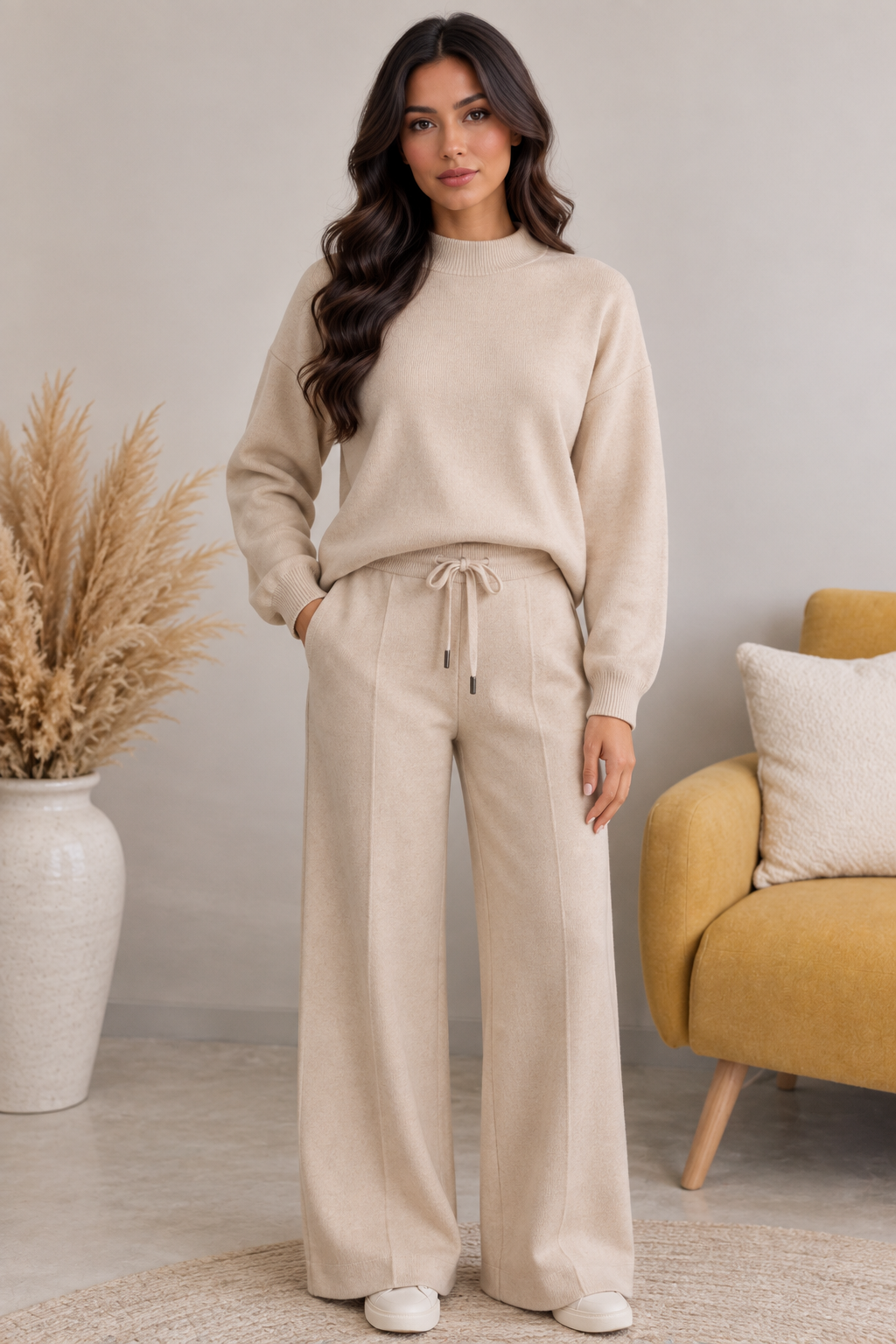 Ensemble pull et pantalon ivoire ALYSMA